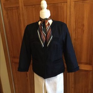 🌎Talbots Navy Short Jacket Linen & Cotton